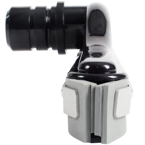 Close-up of Heavy Duty Wet Dry Squeegee Vacuum Tool with 2 Piece S-Wand, dual blade edges for 1.5 inch hose, black and grey design.