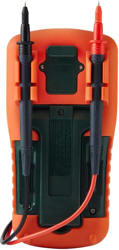 Back view of a Datalogging Cat IV True RMS Multimeter With Bluetooth Connectivity, showing probes and rugged design.
