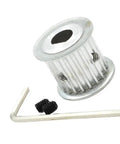Premium 20 Tooth Timing Pulley And Synchronous Belt Kit Aluminum Alloy Construction with mounting screw and hex key.