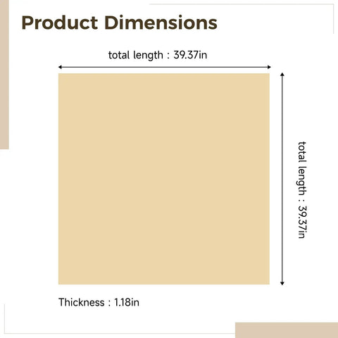 Product dimensions of Heavy Duty Noise Canceling Foam Wall Shields With Grip Tight Adhesive Tape show 39.37in length and 1.18in thickness.