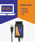 FORScan Ready OBD2 USB Adapter With MS HS CAN Switch, compatible with Windows XP through 10 and various diagnostic software