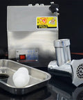 Beast Heavy Duty 120Kg Per Hour Commercial Electric Meat Grinder with stainless steel tray and aluminum housing, front view.