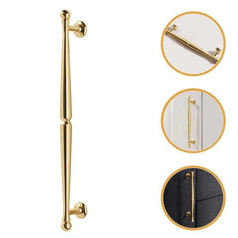 Gold Cabinet Pull Handle 192mm Center Zinc Alloy Drawer Pull For Cabinets Dressers Wardrobes And Kitchen Doors Modern Easy Grip Replacement Hardware For Furniture Upgrade, showing installation views on furniture