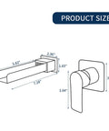 Dimensions of Wall Mount Waterfall Tub Faucet With Extra Long Spout, High Flow Bath Filler, Brushed Gold Finish shown in diagram.
