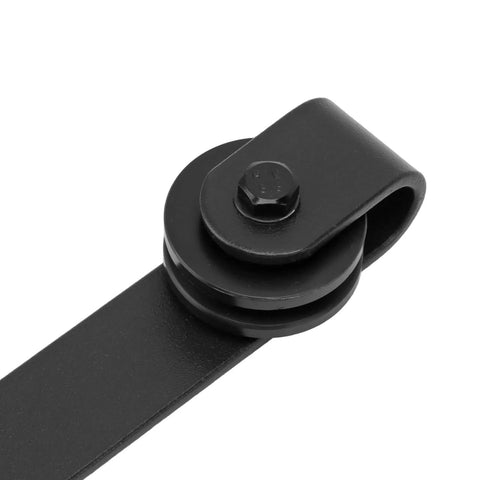 Close-up of Sliding Barn Door Hardware Kit With Carbon Steel Track And Mini Rail Easy Install No Squeaks Smooth Quiet Sliding