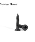 Five Piece Set Black Stainless Steel Phillips Head Self Tapping Wood Screws 4x40mm For Easy Hidden Joints In DIY Projects And Furniture Building