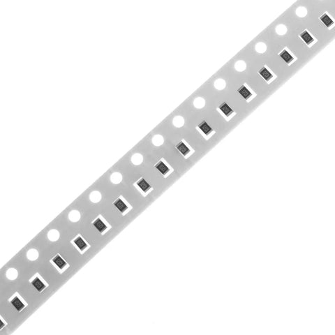 Close-up of 0805 SMD resistors in tape from 1500 Pcs 0805 Smd Resistor Kit With 60 Values From 0R To 10M Ohms, 1% Tolerance Thick Film Chip Resistors