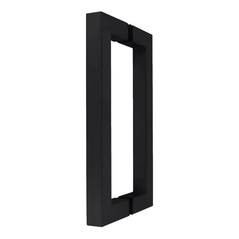 Matte Black Square Tubing Back-To-Back Pull Handles For Glass 8 By 8 In Center-To-Center 8 In Outside Diameter Three Quarters Inch