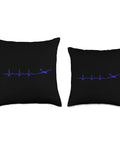 Airplane Heartbeat Glider Throw Pillow For Pilots And Flight Lovers Soaring Plane EKG Design Cushion For Home Decor
