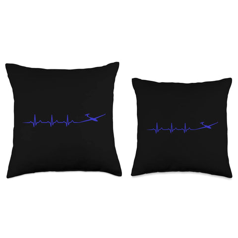 Airplane Heartbeat Glider Throw Pillow For Pilots And Flight Lovers Soaring Plane EKG Design Cushion For Home Decor