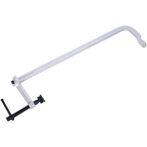 Heavy-Duty F-Clamp 2-Pack 24-Inch Bar Clamps With Swivel Pads Forged Steel welding tool shown from the side, showcasing its long arm and pad.