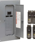 Rock Solid 100 Amp 120 240 Volt Electrical Load Center With 20 Spaces And 40 Circuits Combination Mount Main Breaker Panel Box displayed with circuit breakers.