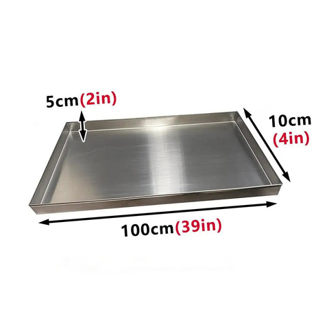Hella Sturdy 304 Stainless Steel Drip Pan For AC Unit And Water Heater Condensate Catcher 100cm x 10cm flat utility tray