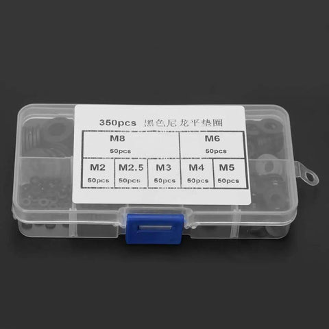 Versatile 350 Piece Rubber Washer Kit With M2 M2.5 M3 M4 M5 M6 M8 Sizes Black For Home Auto Plumbing DIY Use Cuts Friction Prevents Leaks Seals Gaskets And Spacers For All Your Quick Fix Projects in clear storage box