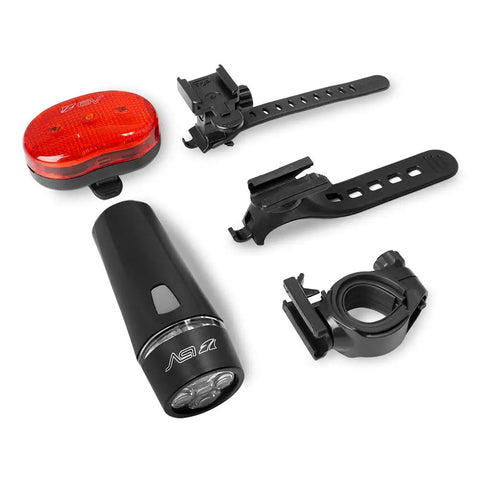 Power Packed Bike Light Set With 5 LED Front Headlight And 3 LED Taillight, Quick Release Mounts, Waterproof And Angle Adjustable, 30 To 40 Feet Beam For Night Riding, Three Modes On Each Light, Tool Free Install
