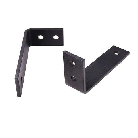 Black metal brackets for Solid Wood Interior Barn Bypass Sliding Doors Kit With Black Finish 64x96 No Glass, Classic Style