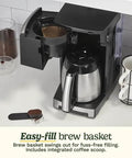 Personal Brew 10 Cup Thermal Coffee Maker Fully Automatic Programmable With No Fuss Hot Or Over Ice Options Brew Strength Control And 52 Ounce Removable Water Reservoir DCC 10 with swing-out brew basket