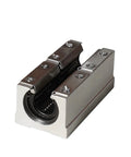 Open Long 25mm SBR25 LUU Bearing Blocks Pack Of 2 For Smooth CNC Linear Motion Shafts Guide Rails Kit, aluminum, front view