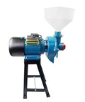 Side view of Beast 2200W Electric Grain Mill Grinder for heavy-duty commercial use with funnel and steel construction.