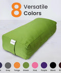 Rectangular Yoga Bolster Pillow For Restorative Yoga And Meditation, Extra Firm Cotton Cushion That Props Hips, Knees, And Back, Large Floor Pillow 28 By 12 By 8 Inches For Home Practice And Meditation in green