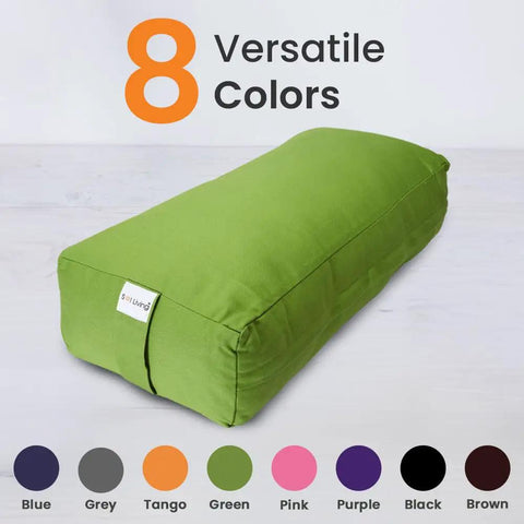 Rectangular Yoga Bolster Pillow For Restorative Yoga And Meditation, Extra Firm Cotton Cushion That Props Hips, Knees, And Back, Large Floor Pillow 28 By 12 By 8 Inches For Home Practice And Meditation in green