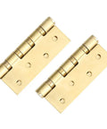 Rock Solid Heavy Gauge Stainless Steel Door Hinges With Hydraulic Buffering And Brushed Metal Hardware Built Tough For Dead Quiet And Butter Smooth Cabinet Swinging, brass finish, two hinges.