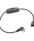 No Stress Type C Extension Cable With Right Angle Plug Fits Snug In Tight Corners For Marathon Gaming And Daily Grind Delivers Smooth 5V 2A Power Without Data Sync Hassle, 34cm black cable with switch.