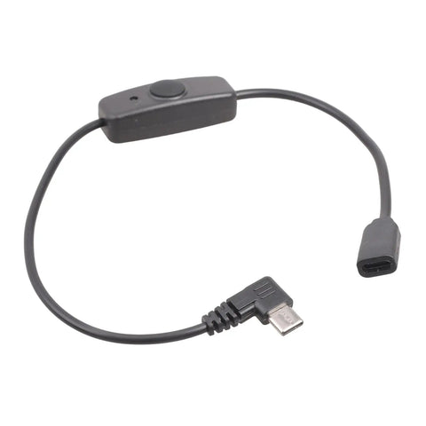 No Stress Type C Extension Cable With Right Angle Plug Fits Snug In Tight Corners For Marathon Gaming And Daily Grind Delivers Smooth 5V 2A Power Without Data Sync Hassle, 34cm black cable with switch.