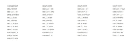 Genuine OEM Ice Maker Assembly Replacement model compatibility list for LFX and LMX series fridges with white bottom freezer.