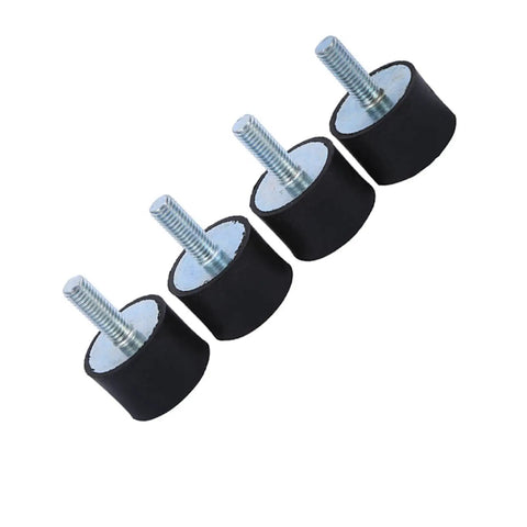 Rugged Heavy Duty Rubber Mounts And Vibration Isolation Shock Absorber For Medical And Mechanical Equipment Reduces Noise And Protects Gear With Durable Rubber And Zinc Coated Steel M8x23 VD30x20, four black mounts