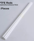 White PTFE Round Rods One Quarter Inch Diameter, Thirteen Inch Length, Pack Of Five, Six Millimeter Teflon Rods For High Temperature And Chemical Resistance