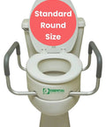 Raised Toilet Seat Riser With Padded Aluminum Arms For Support 3.5 Inch Lift Fits Most Standard Round Toilets Easy To Install On Existing Seat Non Slip Stable And Comfy For Easy Sit And Stand