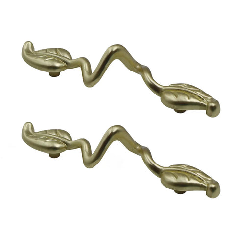 Go-To Gold Leaf Drawer Pulls 4 Pack With 4.72 Inch Length And 3 Inch Center-To-Center Hole, Heavy Duty Zinc Alloy Cabinet Handles