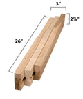 Premium No Sweat Soft Maple Table Leaf Slide Set For Standard Four Leg Dining Tables Smooth Glide Heavy Duty wood extension slides, 26" long.