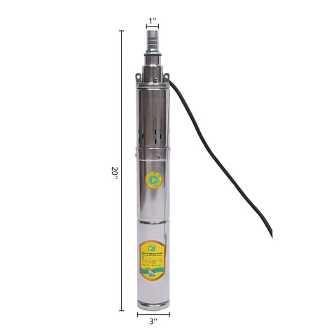 Submersible Deep Well Solar Water Pump 24V 370W Stainless Steel No Fuss Irrigation Built Tough High Lift 213 Feet 8.8 GPM Flow
