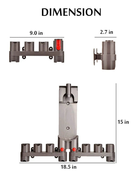 Dimensions of Attachments Holder And Mount Organizer For Dyson Gen5 V15 V12 V11 V10 V8 V7 Vacuum Cleaners Docking Station