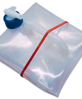 Foldable 10L Water Containers 2 Pack With Spigot And Pouch For Camping, compact flat water jug secured with red band.