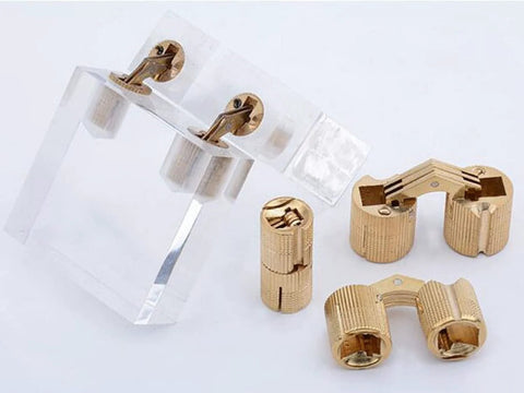 Hidden 12mm Brass Barrel Cabinet Hinges 4 Pack Concealed 180 Degree Opening Rugged And Rust Resistant Furniture Hardware
