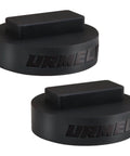 Dual Use Lifting Axle Saddle Adapter Pads, 2 Pack For BMW X3 X5 X6 X7 And Mini, shown in black rubber, front view