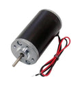 Permanent Magnet DC Motor With High Torque And Reverse Capability 24V DC 4000 RPM Industrial Grade Forward And Backward Drive 12V 24V Compatible One Piece Unit For Robotics Automation And Hobby Power Projects, black cylindrical motor with shaft and wires
