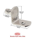 5mm Shelf Support Pegs 50 Pack With Hole L Shaped Nickel Plated Pins for cabinets, side view dimensions shown