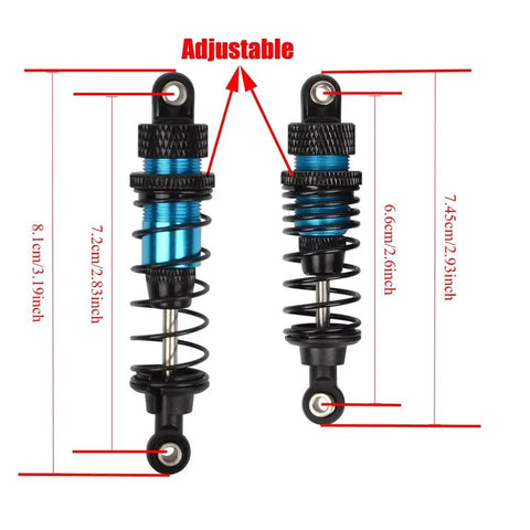 Beefed Up Aluminum Oil Filled RC Shocks 4 Piece Set For 1/12 1/14 1/16 Scale RC Cars Off Road Buggy Trucks with adjustable height