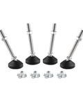 4Pcs Heavy Duty Swivel Leveling Feet M8 M10 M12 with rubber pads and nickel steel bolts for stable furniture on uneven floors.