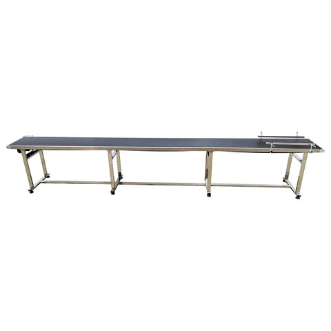 110V PVC Belt Conveyor With Double Guardrail 177 Inch Length 15.7 Inch Width Stainless Steel Belt Anti Static Design Adjustable Speed Heavy Duty Industrial Conveyor For Material Transport