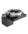 Top Shelf Hollow Rotary Actuator With Seamless 360 Degree Swivel Platform And Reliable 10 To 1 Gearbox Ratio For Tough Industrial Tasks, showcasing cast iron frame and open center cavity.