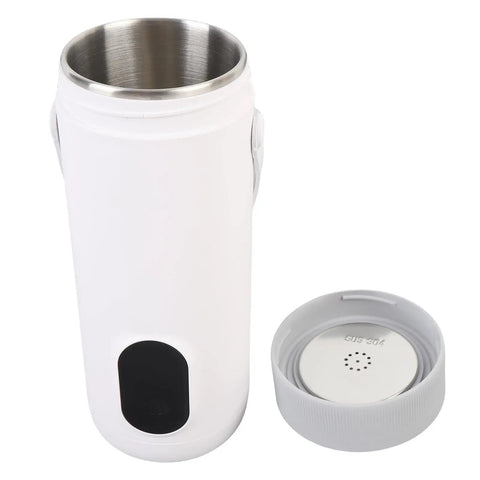 Grab And Go Travel Electric Kettle 350ml Cordless Fast Boiling Hot Water Maker For Camping Road Trips And Outdoor Adventures showing stainless steel interior.