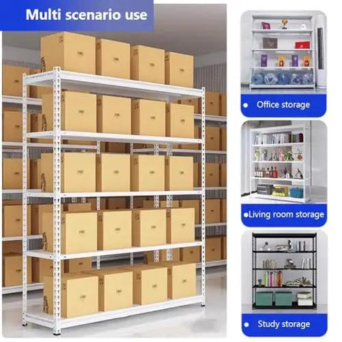 Heavy Duty Kickass Metal Storage Rack Five Tier Utility Shelves For Kitchen Pantry Closet Or Garage Organization Double Layer Legs And Strong Ribbed Panels Designed For Zero Wobble