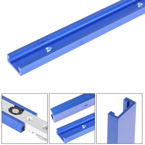 Aluminum 400mm Double Cut T Track Kit with predrilled holes and wood screws, universal three-quarter inch T track for woodworking.