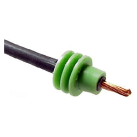 Get This Rad Weather Pack Terminal Connector Set For Your Ride Featuring Quick Disconnect Sockets That Fit 12 14 16 18 Awg Wire With Proven Durability For Street And Race Car Electrical Systems In Sleek Black, green sealed connector on black wire