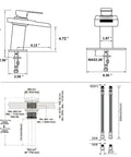 Diagram of LED Temperature Sensing Slick Matte Black Bathroom Sink Faucet With Open Glass Spout Waterfall Flow Single Hole Mount